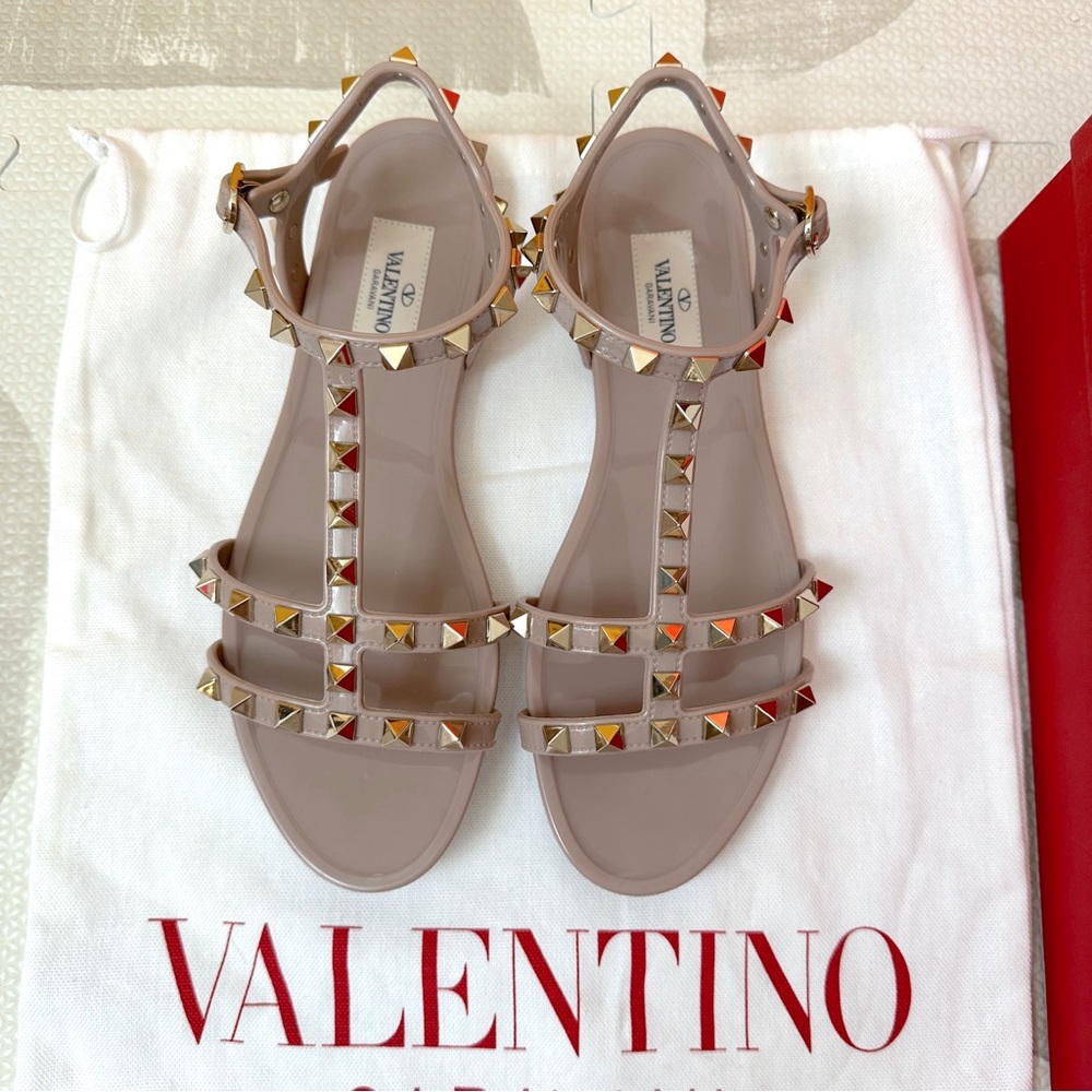 Valentino Rockstud Jelly Flat Gladiator Sandals - Picture 4 of 6